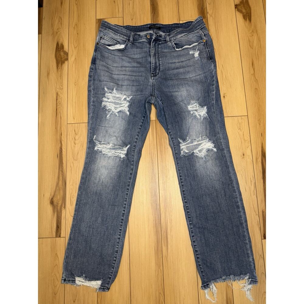 Judy Blue Womens Jeans 20W Distressed Mid Rise Stretch Fade Pant